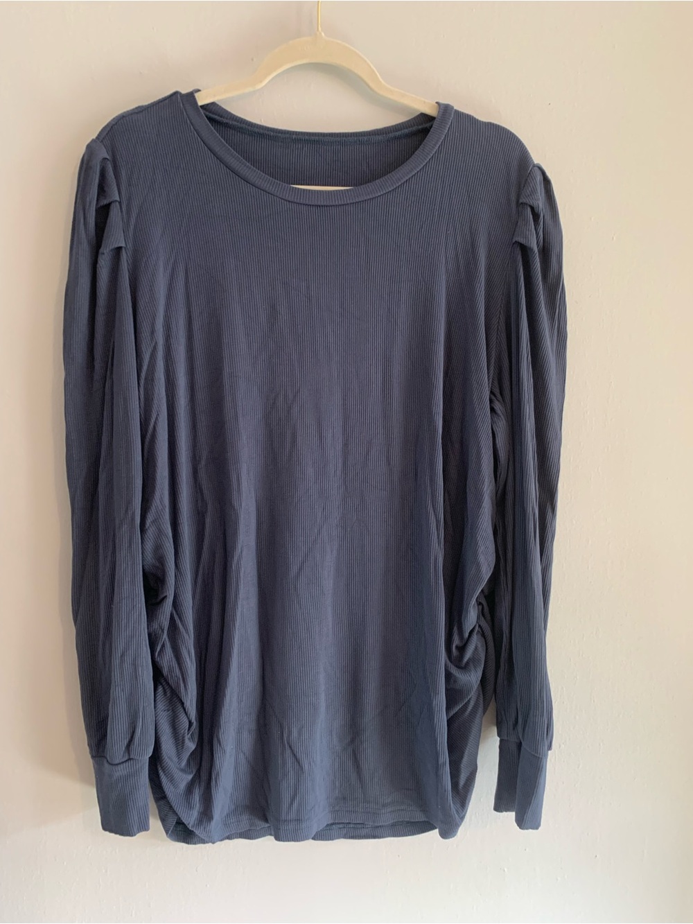 Women's Long Sleeve Maternity Crewneck Top in Slate Blue